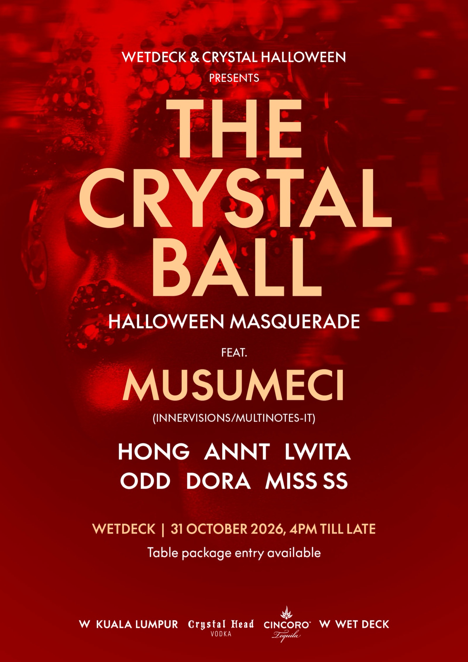 Musumeci, Hong, ANNT, Lwita, ODD, Dora & Miss SS - Crystal Halloween pres The Crystal Ball concert poster