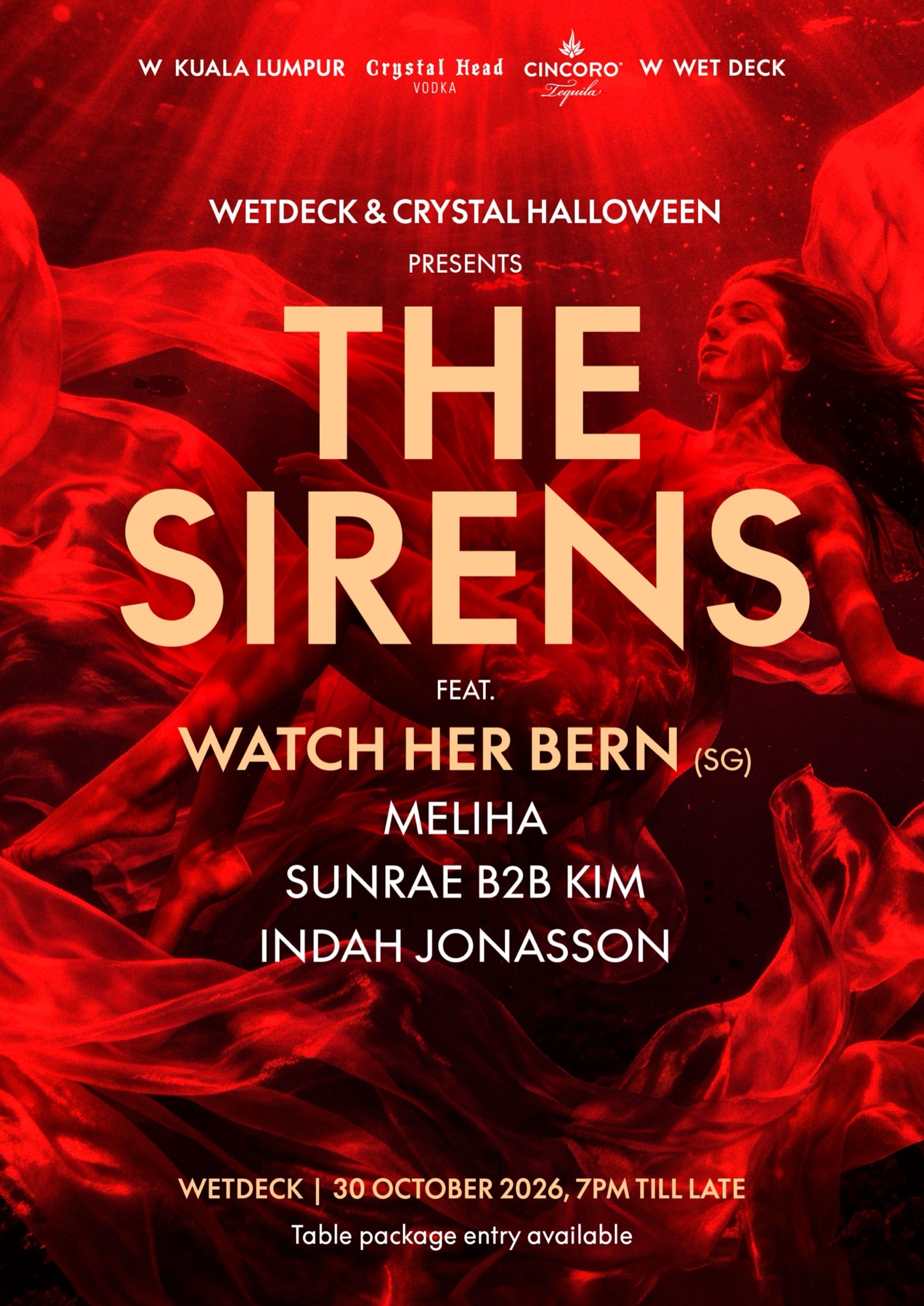 Watch Her Bern, Meliha, Sunrae B2B Kim & Indah Jonasson - Crystal Halloween pres The Sirens concert poster