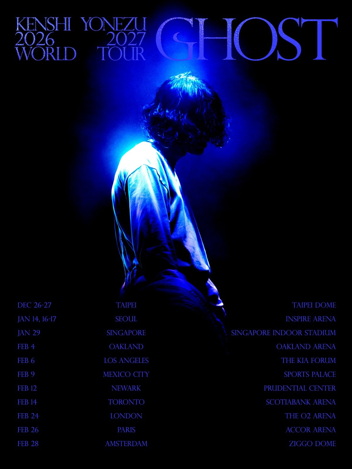 Kenshi Yonezu - KENSHI YONEZU 2026-2027 WORLD TOUR / GHOST concert poster
