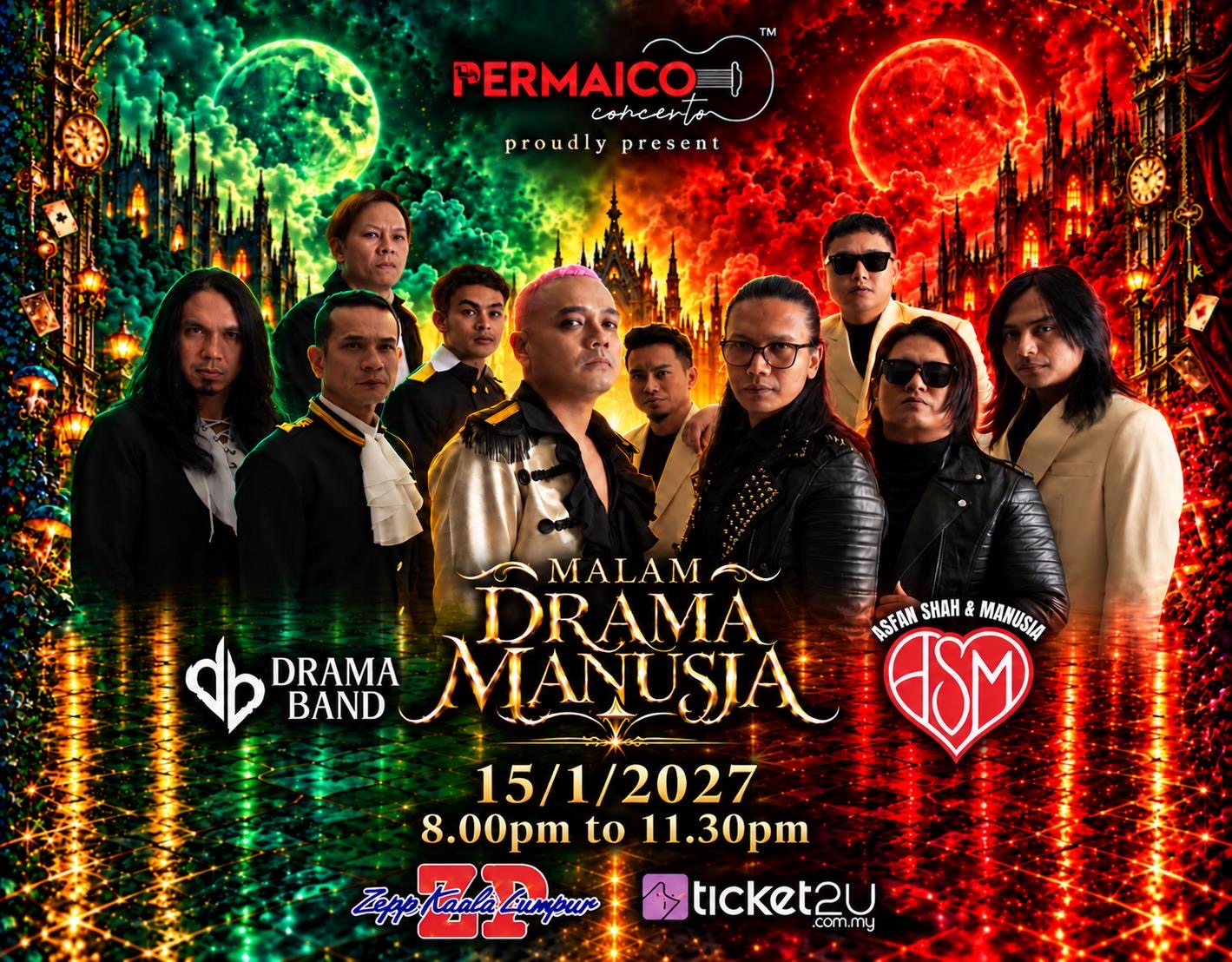 Drama Band, Asfan Shah & Manusia - Konsert Malam Drama Manusia concert poster