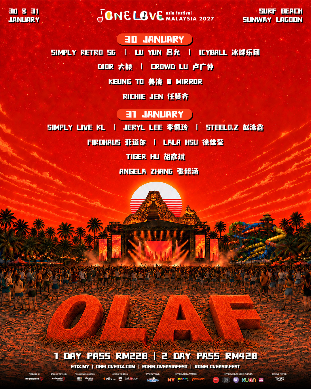 One Love Asia Festival 2027 (Richie Jen, Keung To @ MIRROR, Crowd Lu, DIOR & more) - One Love Asia Festival 2027 - Malaysia — Day 1 concert poster