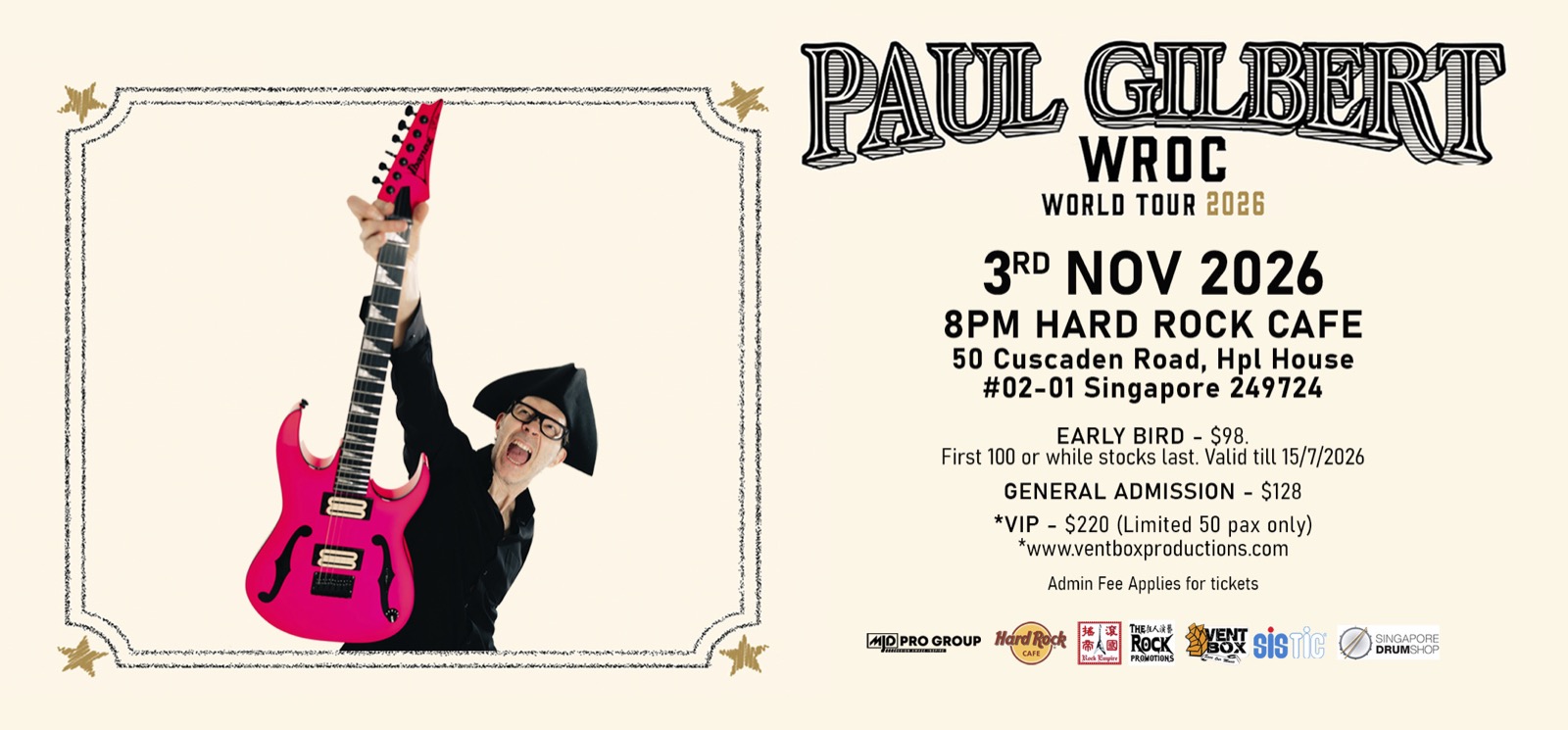 Paul Gilbert concert poster