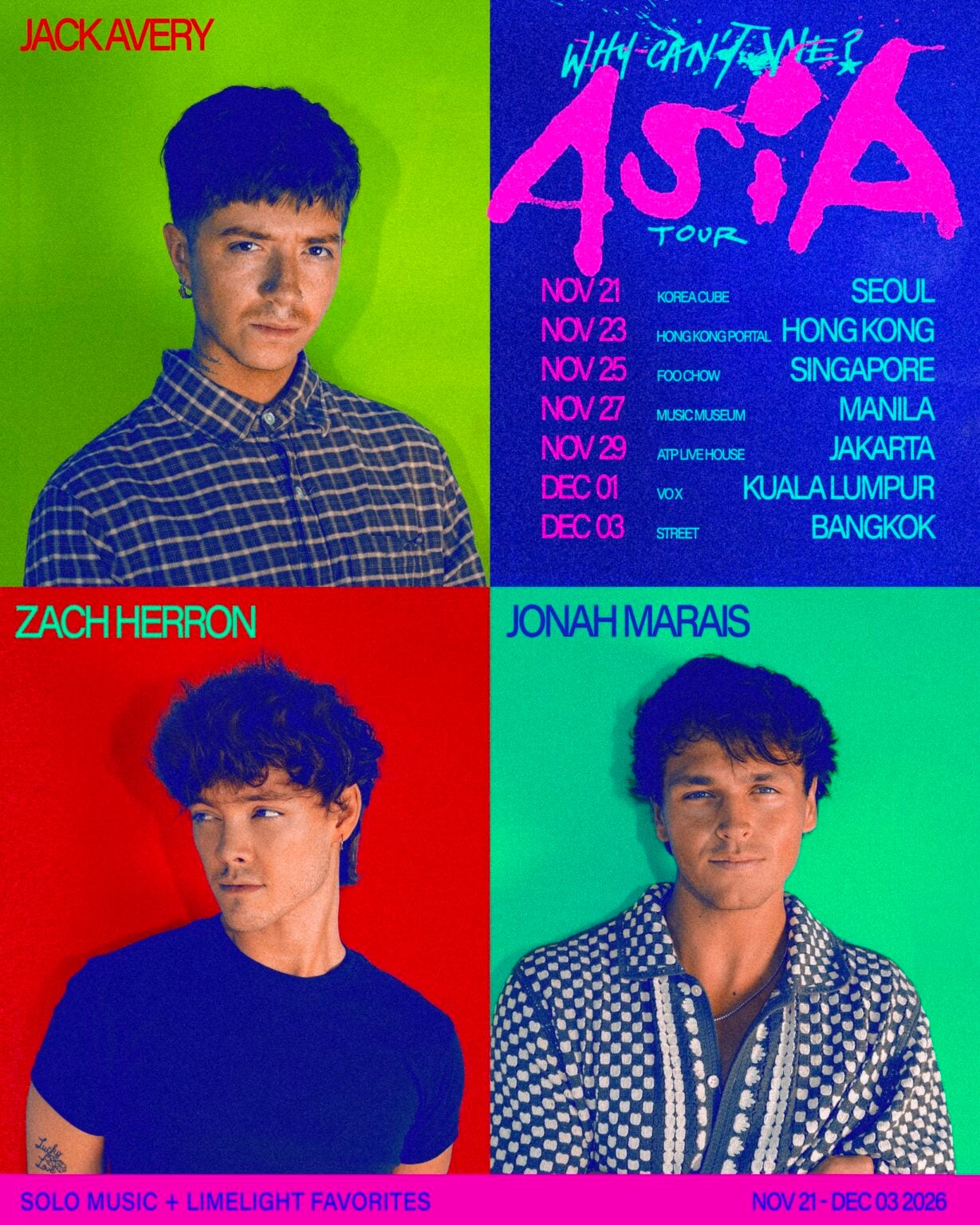 Jonah Marais, Jack Avery & Zach Herron - Why Can't We Asia Tour concert poster